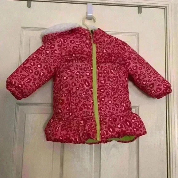 Child’s Pink Leopard Print Coat 18M - Picture 1 of 9